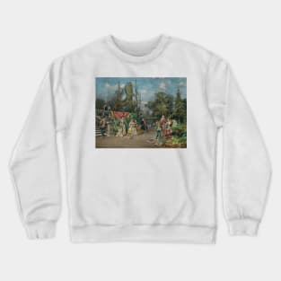 Venetian Court, Minstrel Scene by Cesare Agostino Detti Crewneck Sweatshirt